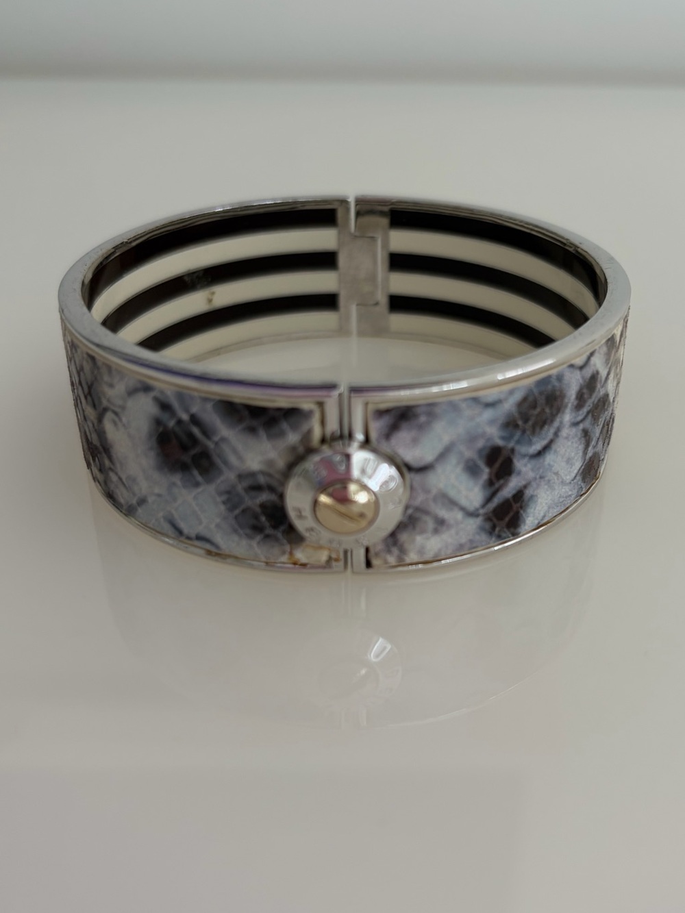 Vintage Henri Bendel Snakeskin Hinged Cuff Bracelet